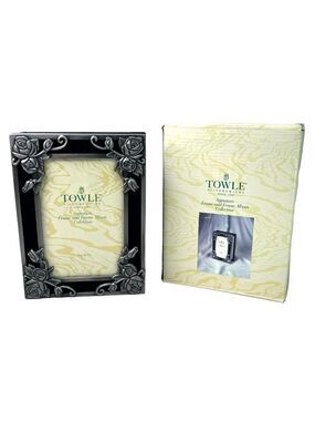 TOWLE Silversmiths Signature Frame and Frame Album Collection 4x6 Floral Pewter